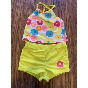 Ocean Pacific Toddler Girls Two Piece Floral Bathing Swim Suit Tankini 24 Month